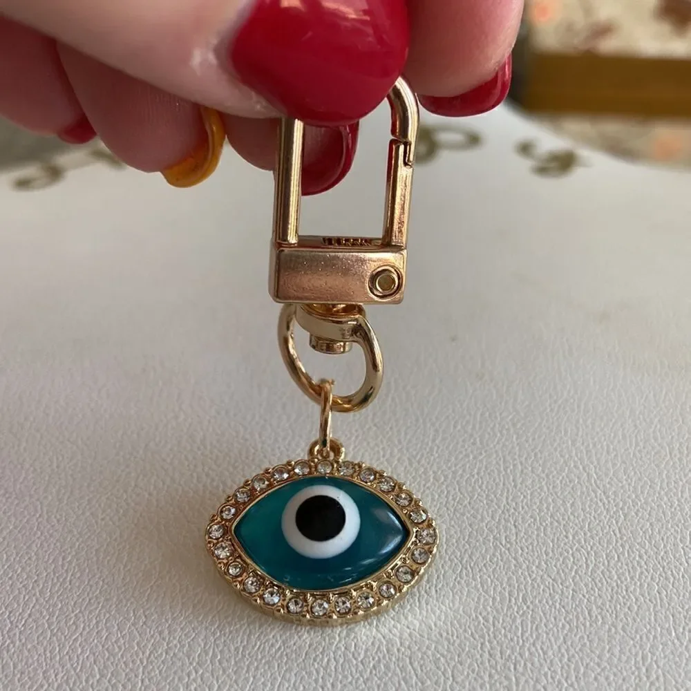 Fashion jewelry Key holder charm 🧿 Evil eye gold color Rhinestone